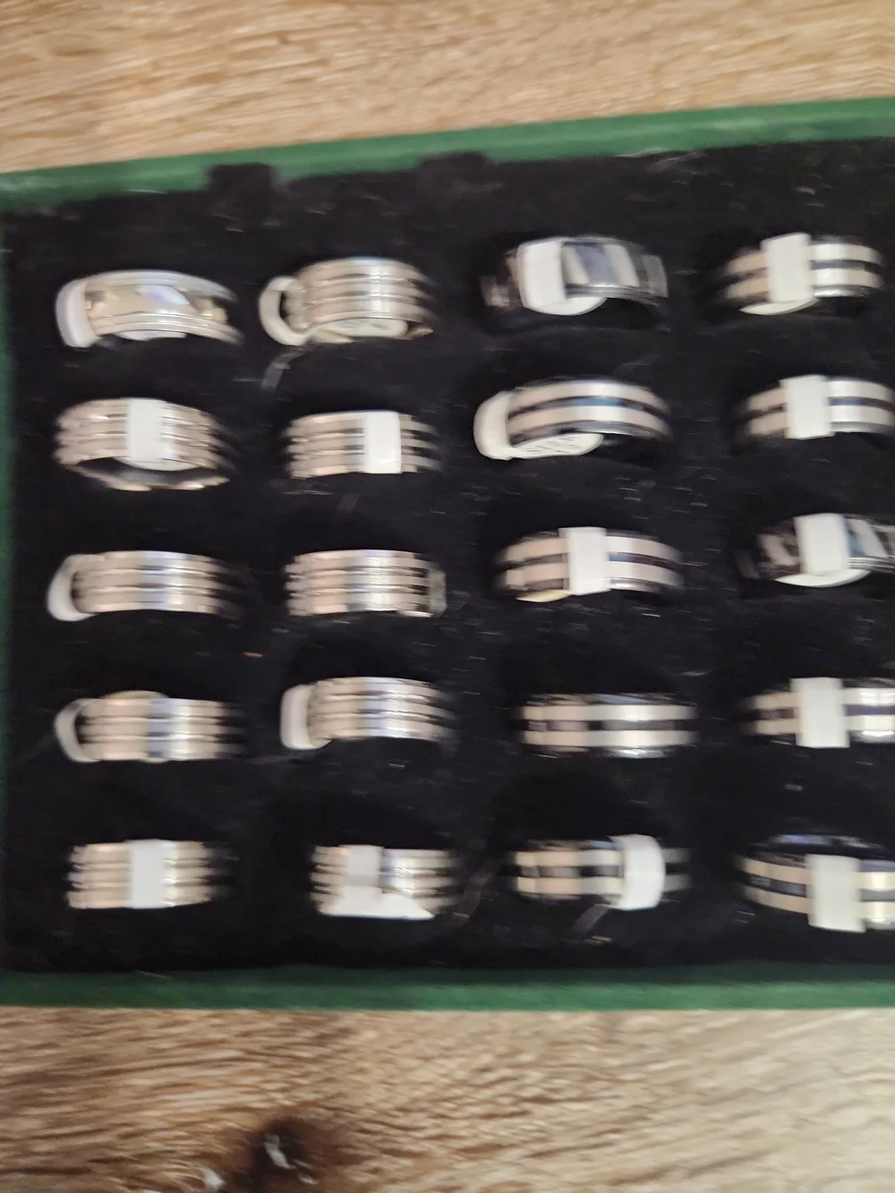 Men's Black And Silve Tone Titianium Ring - Classic Two-Tone Band